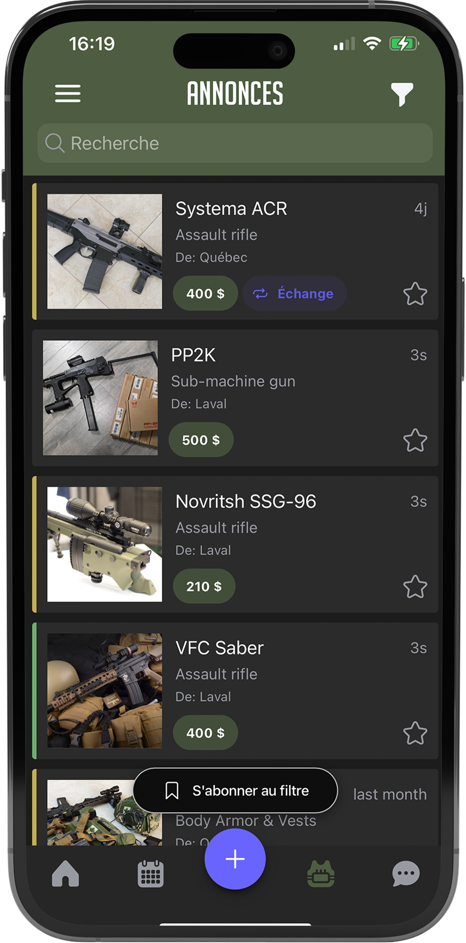 AirsoftWars event discovery screen
